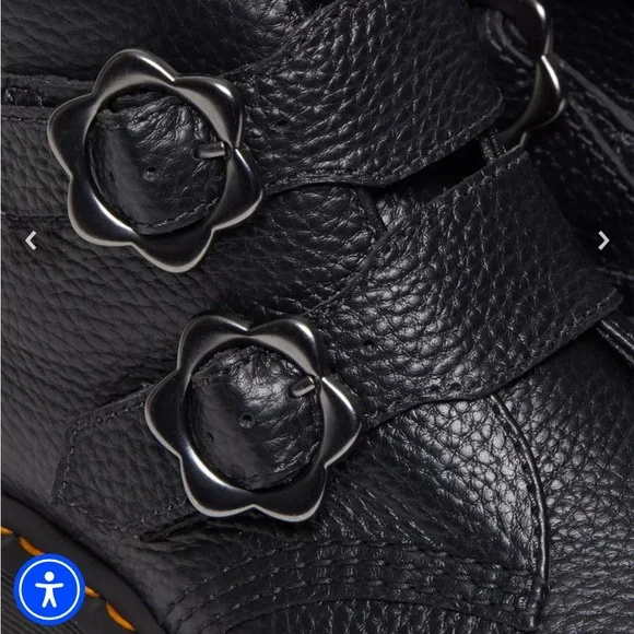 Black Leather Platform Boots with Buckle Details - Picture 2 of 3